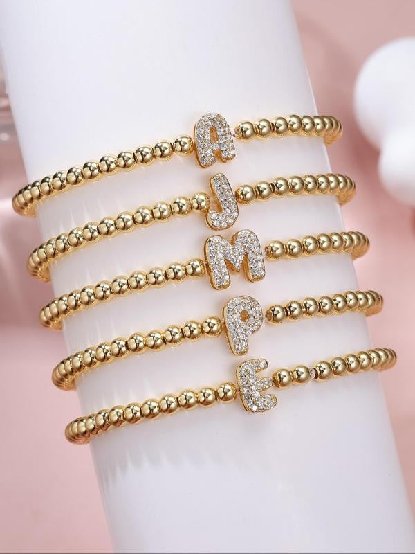 Rhinestone Letter Beaded Bracelet