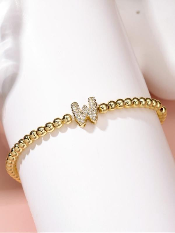 Rhinestone Letter Beaded Bracelet