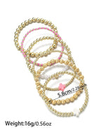 Beaded Cross & Faux Pearl Bracelet Set