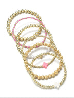 Beaded Cross & Faux Pearl Bracelet Set