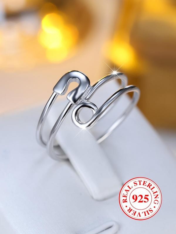 S925 Adjustable Safety Pin Ring