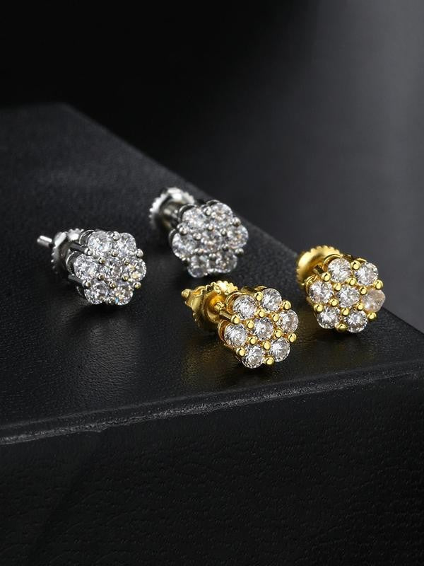 Floral Rhinestone Cluster Stud Earrings