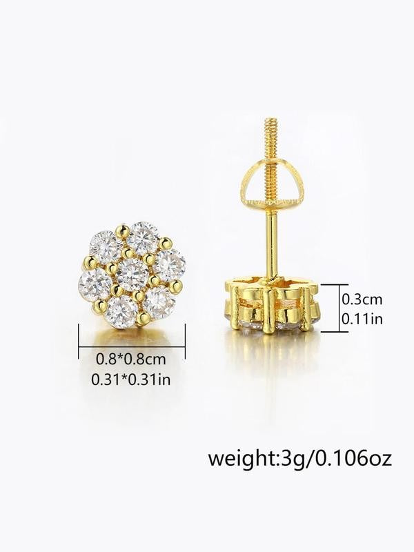 Floral Rhinestone Cluster Stud Earrings
