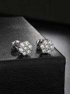 Floral Rhinestone Cluster Stud Earrings
