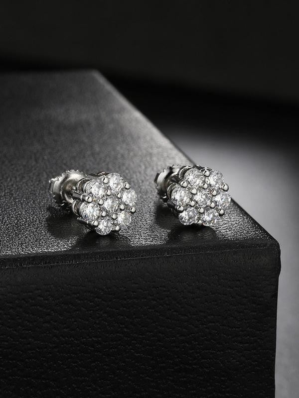 Floral Rhinestone Cluster Stud Earrings