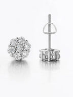Floral Rhinestone Cluster Stud Earrings