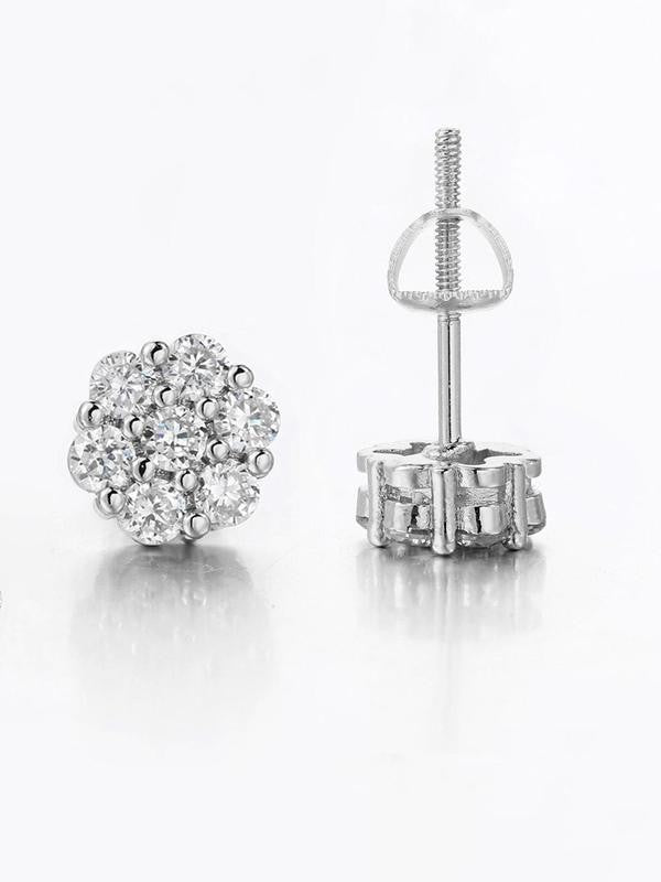 Floral Rhinestone Cluster Stud Earrings