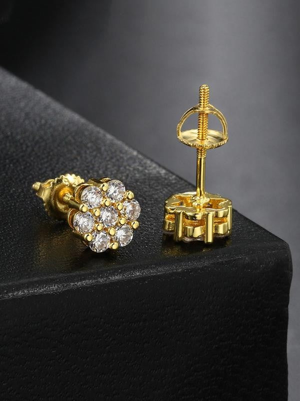 Floral Rhinestone Cluster Stud Earrings