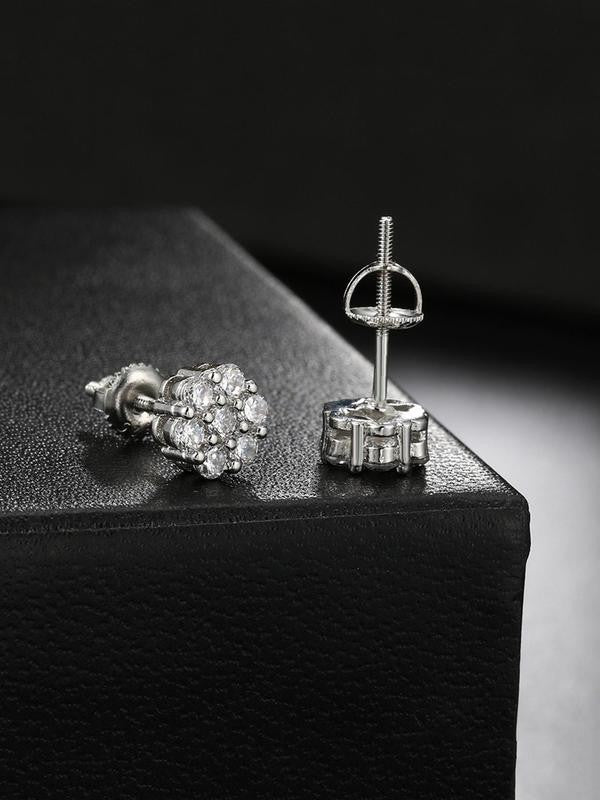 Floral Rhinestone Cluster Stud Earrings