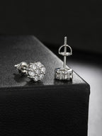 Floral Rhinestone Cluster Stud Earrings