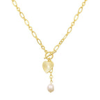 Layered Sunburst Heart Pearl Necklace