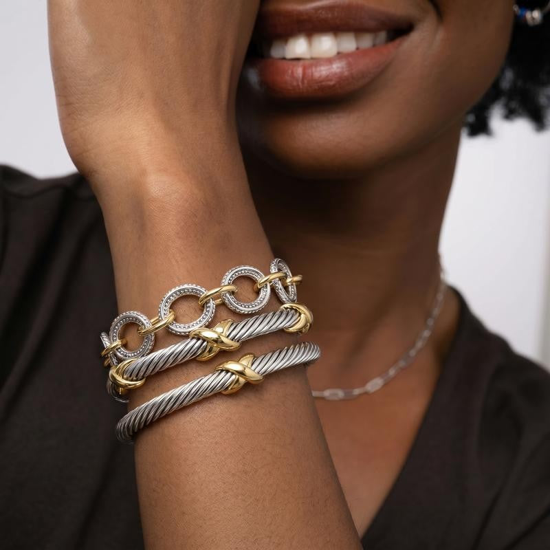 Adjustable Twisted Cable & Chain Bracelet Set