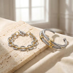 Adjustable Twisted Cable & Chain Bracelet Set