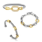 Adjustable Twisted Cable & Chain Bracelet Set