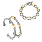 Adjustable Twisted Cable & Chain Bracelet Set