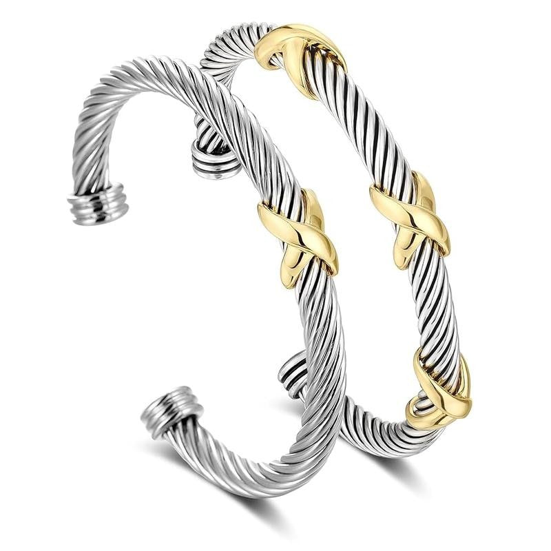Adjustable Twisted Cable & Chain Bracelet Set