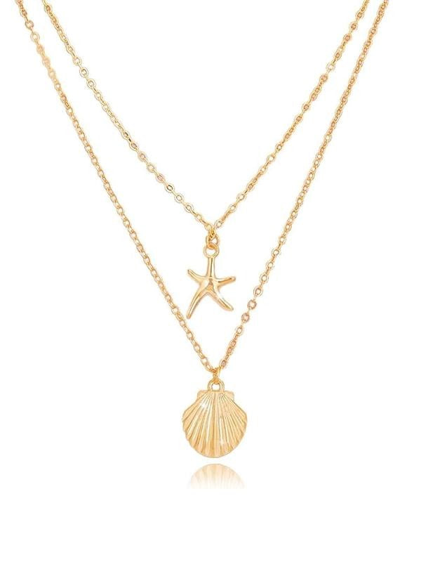 Double Layer Starfish Seashell Necklace