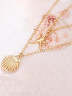 Double Layer Starfish Seashell Necklace
