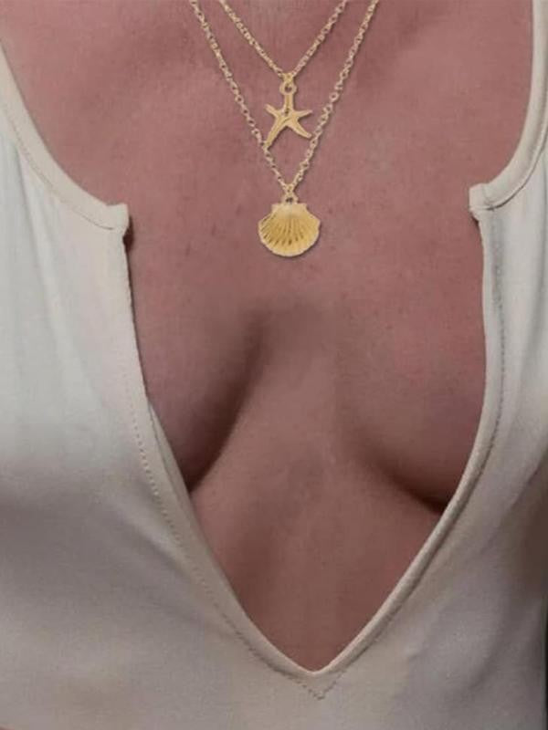 Double Layer Starfish Seashell Necklace