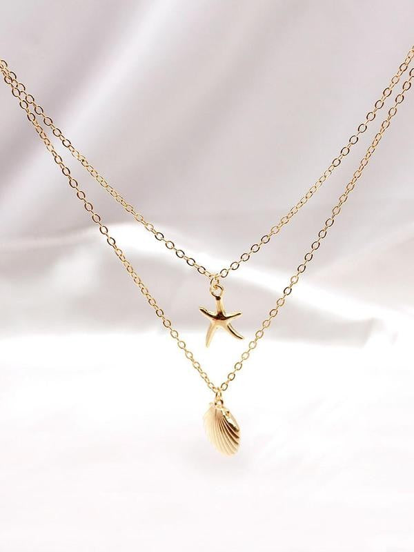 Double Layer Starfish Seashell Necklace