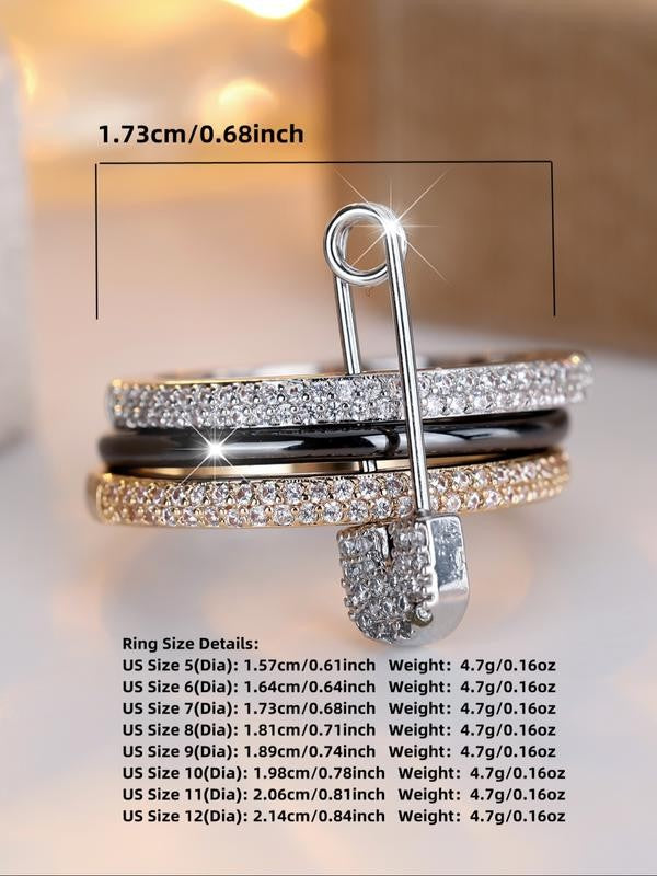 Geometric Paved Safety Pin Ring