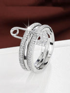 Geometric Paved Safety Pin Ring