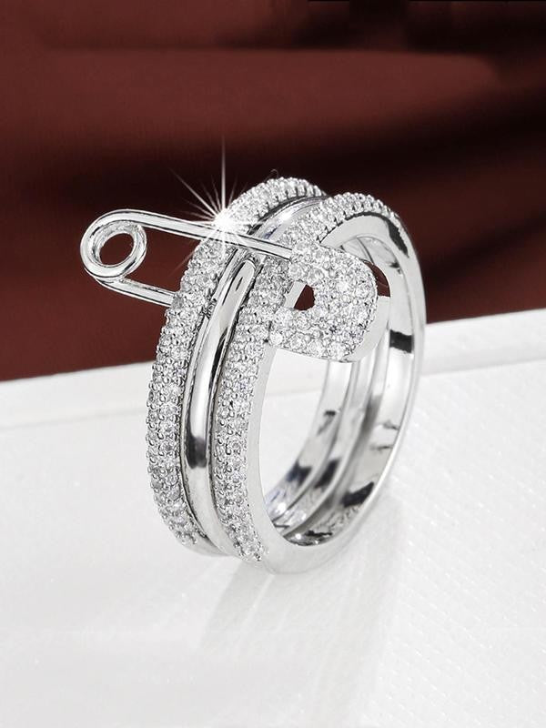 Geometric Paved Safety Pin Ring