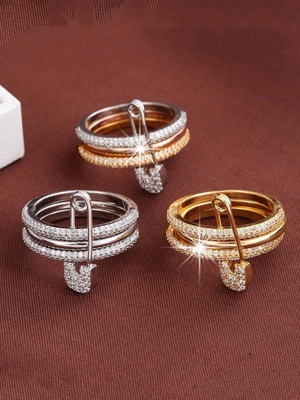 Geometric Paved Safety Pin Ring