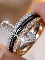 Geometric Paved Safety Pin Ring