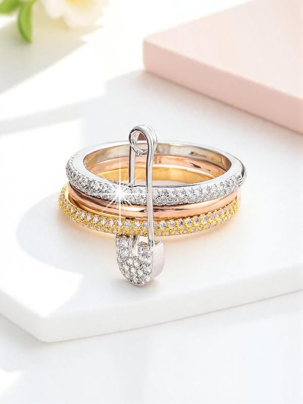 Geometric Paved Safety Pin Ring