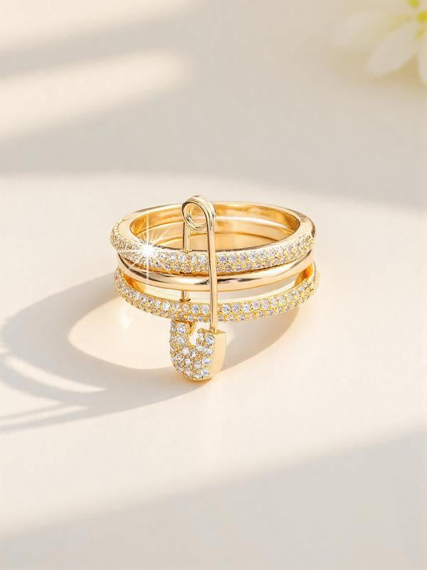Geometric Paved Safety Pin Ring