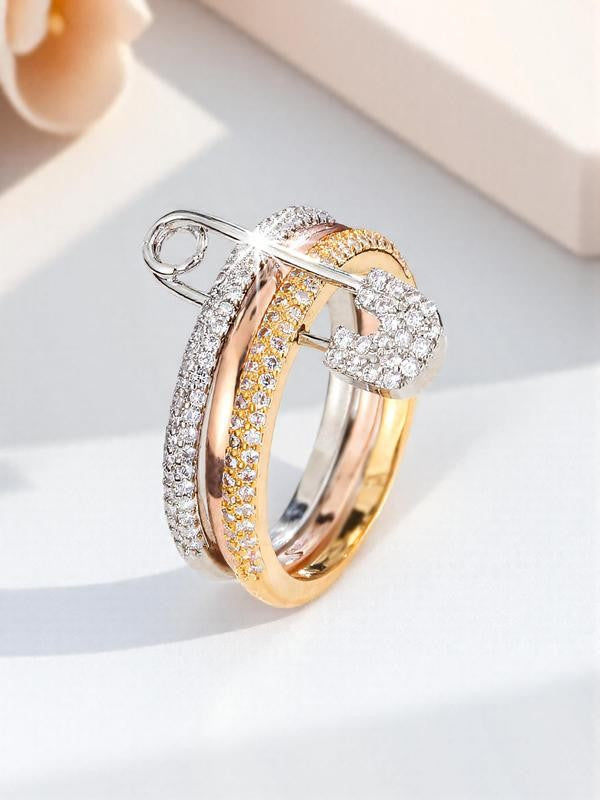 Geometric Paved Safety Pin Ring