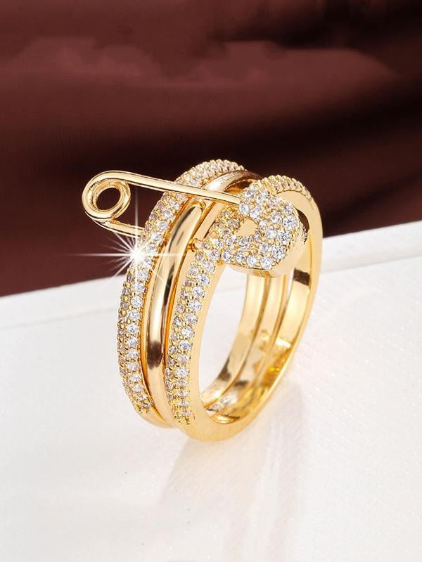 Geometric Paved Safety Pin Ring