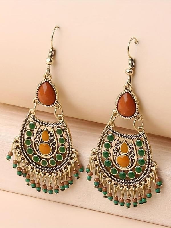 Vintage Bohemian Stone Drop Earrings