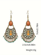 Vintage Bohemian Stone Drop Earrings