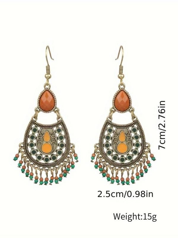 Vintage Bohemian Stone Drop Earrings
