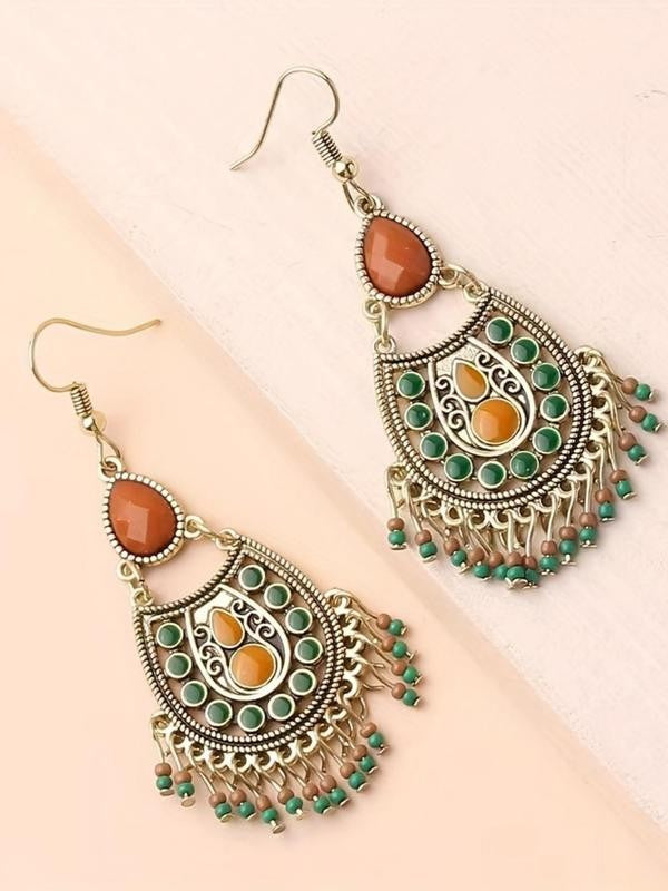 Vintage Bohemian Stone Drop Earrings