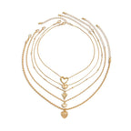 Layered Heart Pendant Necklace Set