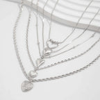 Layered Heart Pendant Necklace Set