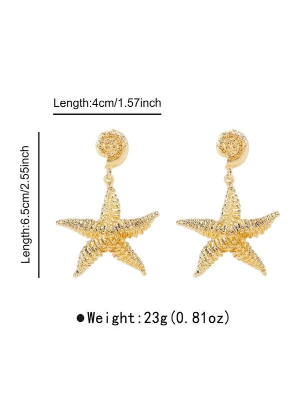 Textured Starfish Drop Earrings