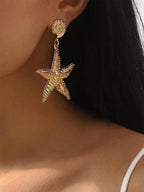 Textured Starfish Drop Earrings