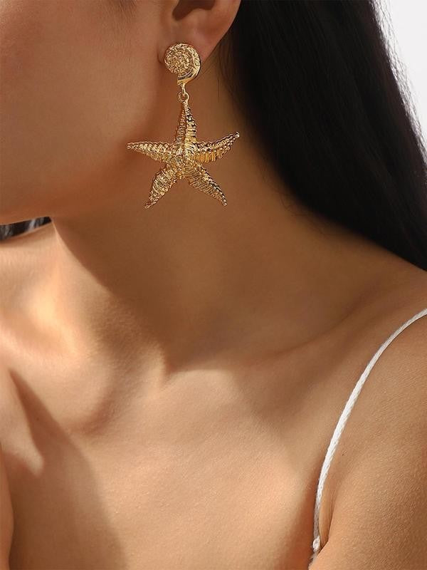 Textured Starfish Drop Earrings
