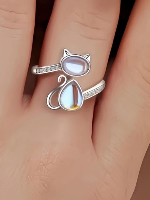 Adjustable Cat Stone Ring