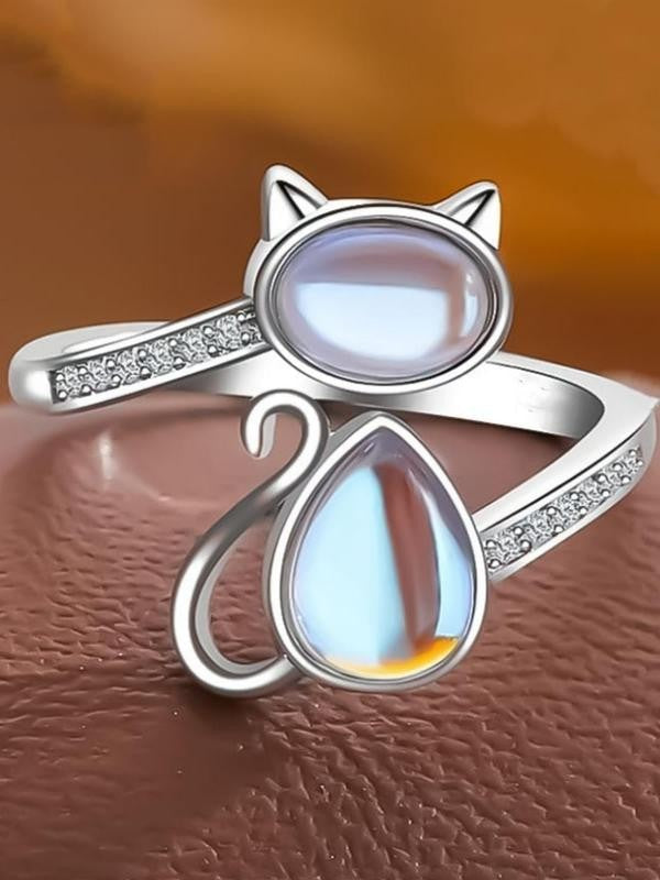 Adjustable Cat Stone Ring