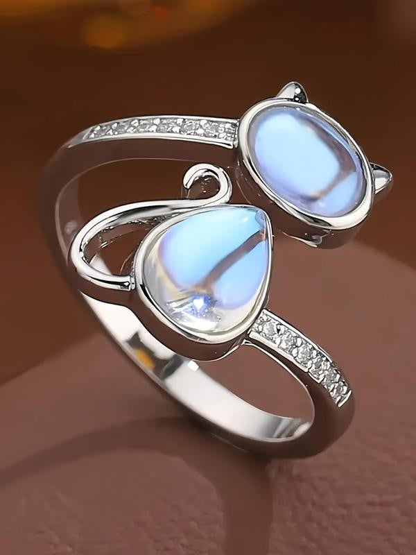 Adjustable Cat Stone Ring