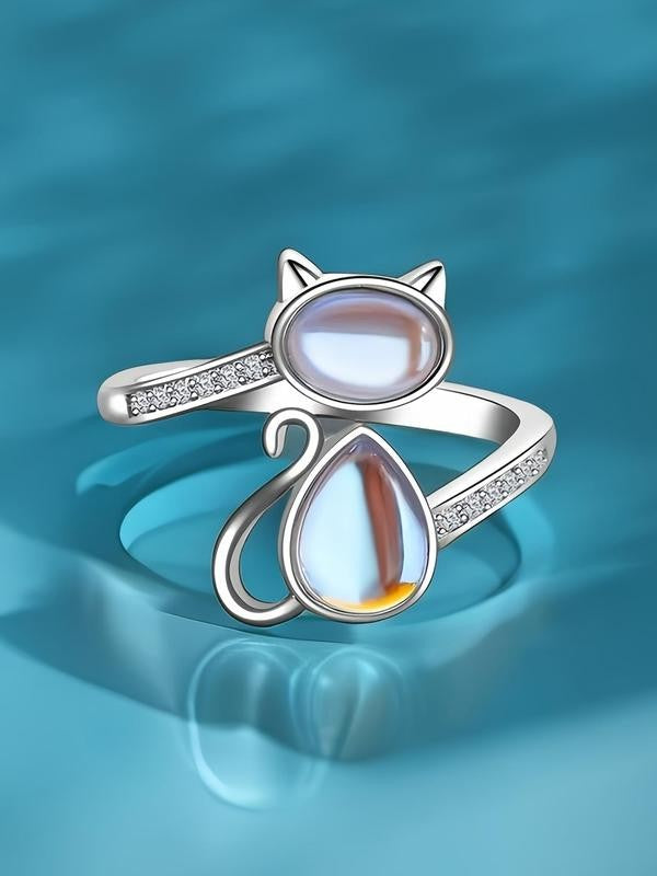 Adjustable Cat Stone Ring