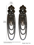 Long Tassel Crystal Drop Earrings