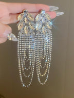 Long Tassel Crystal Drop Earrings