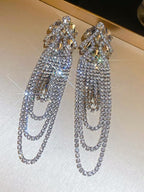 Long Tassel Crystal Drop Earrings