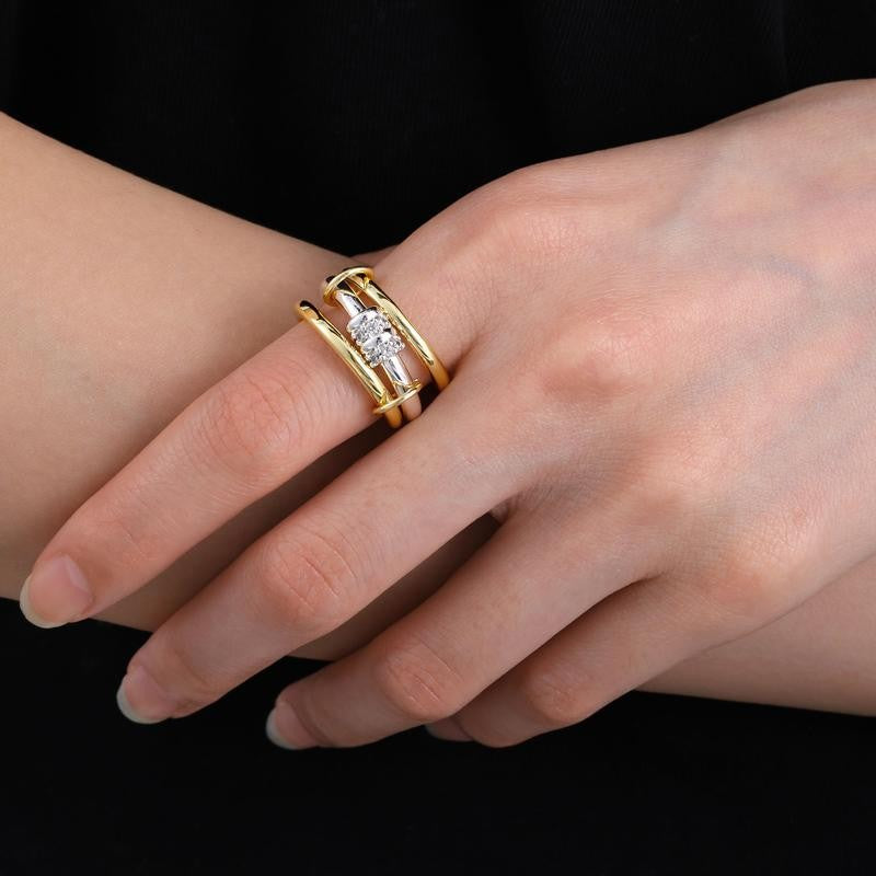 Mixed Metal CZ Stackable Ring Set